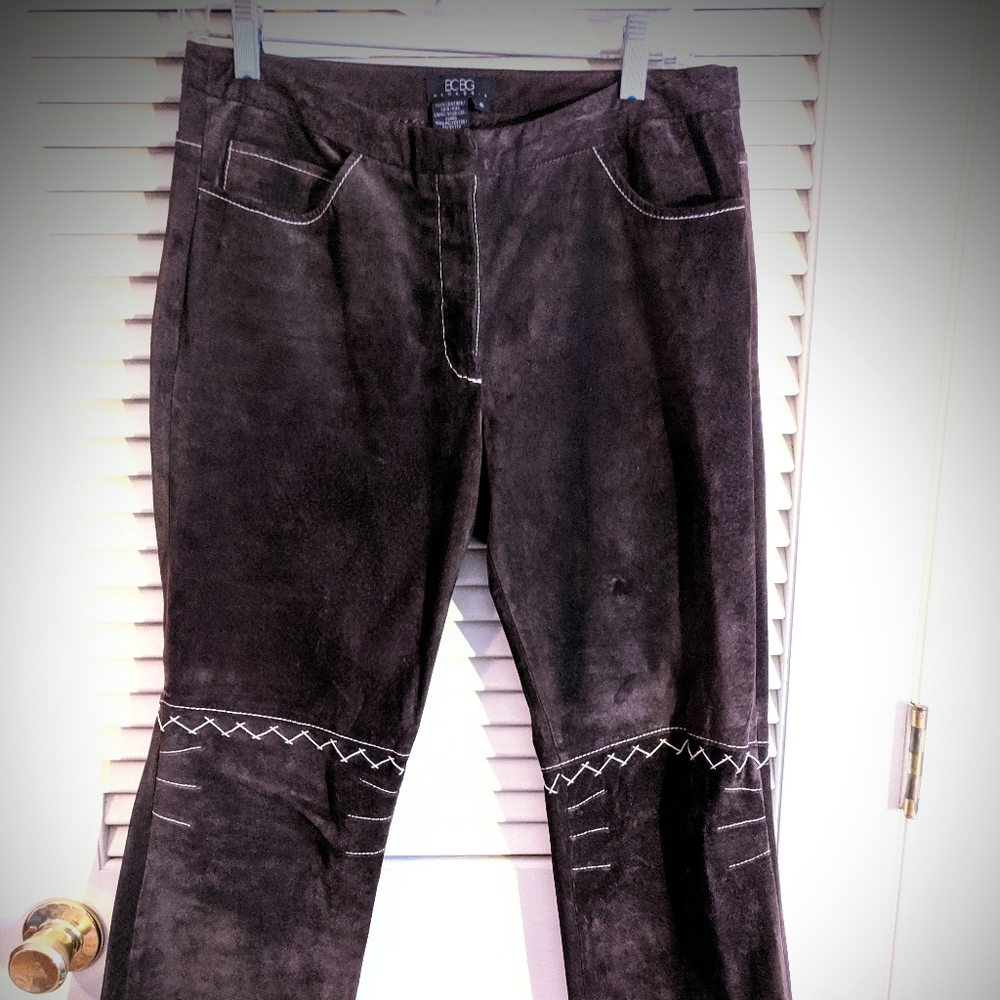 GENUINE SUEDE LEATHER BROWN PANTS Hippie style!